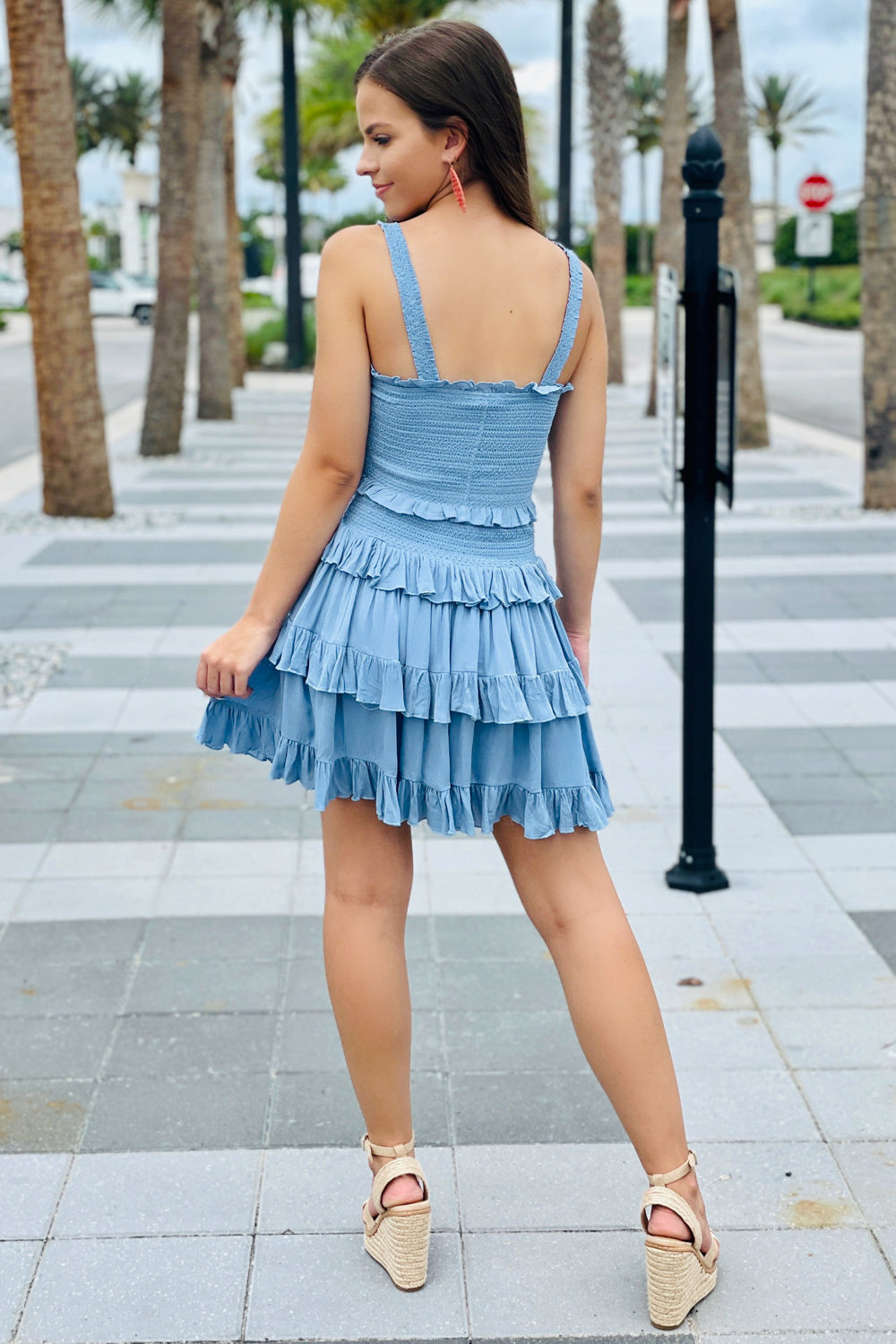 Here for the Thrills Smocked Ruffle Tiered Skirt - Blue