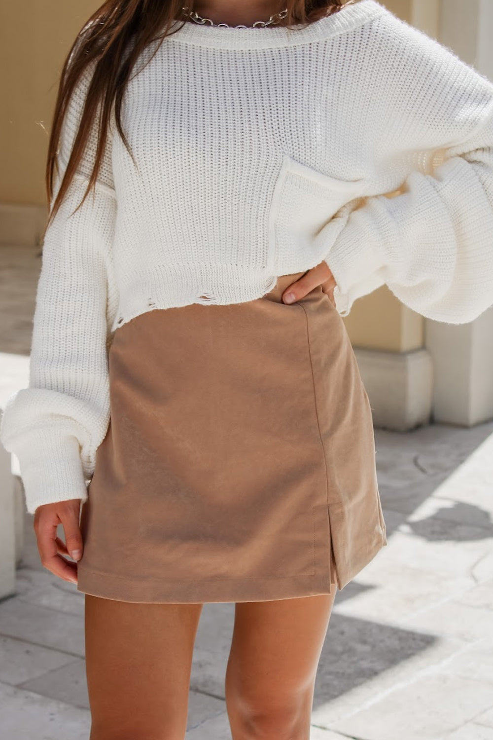 In The Lead High Waisted Skort - Taupe | Makk Fashions