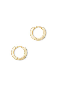 Kendra Scott: Jack Gold Huggie Earrings - White Crystal | Makk Fashions