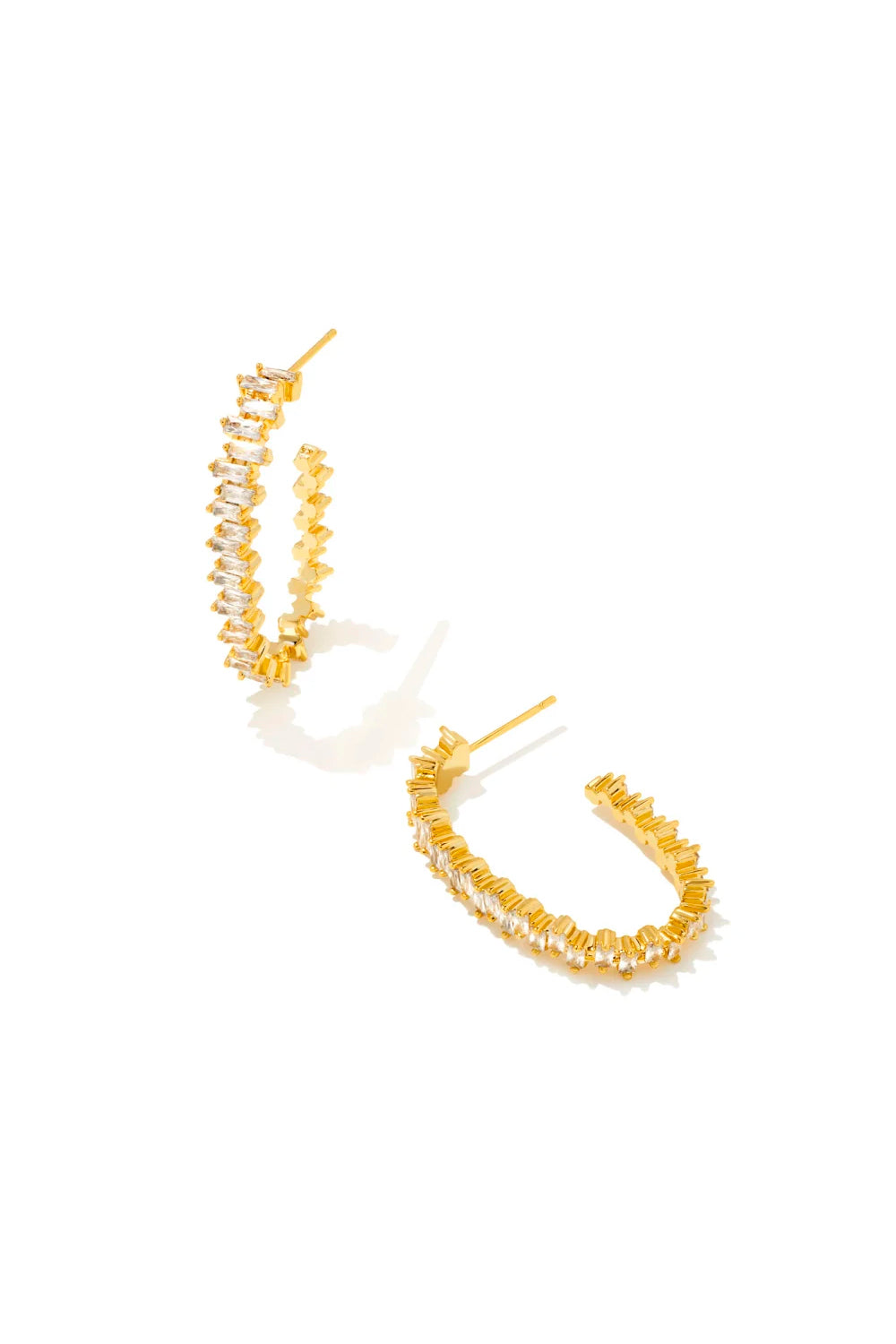 Kendra Scott: Juliette Gold Oval Hoop Earrings - White Crystal | Makk Fashions