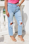 KanCan: Norrine High Rise Slim Straight Jeans - Lt. Wash | Makk Fashions