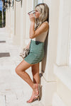 Keepin' It Cute Brushed Button Down Skirt - Slate Olive | Makk Fashions