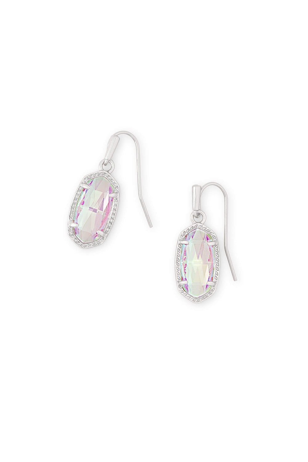 Kendra Scott: Lee Silver Drop Earrings - Dichroic Glass | Makk Fashions