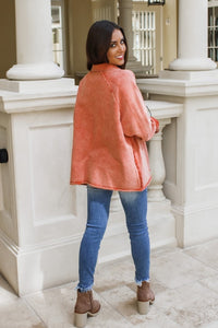 Let's Get Away French Terry Shacket - Coral | Makk Fashions