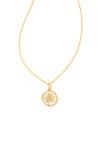 Kendra Scott: Letter A Gold Disk Pendant Necklace - Iridescent Abalone | Makk Fashions
