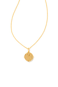 Kendra Scott: Letter K Gold Disk Pendant Necklace - Iridescent Abalone | Makk Fashions