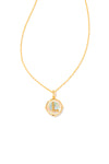Kendra Scott: Letter L Gold Disk Pendant Necklace - Iridescent Abalone | Makk Fashions