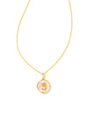 Kendra Scott: Letter S Gold Disk Pendant Necklace - Iridescent Abalone | Makk Fashions