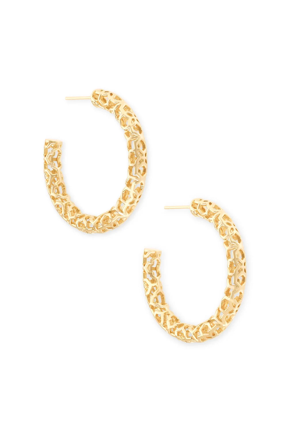 Kendra Scott: Maggie Small Hoop Earrings - Gold Filigree | Makk Fashions