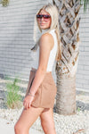 On Point Suede Mini Skort - Camel | Makk Fashions