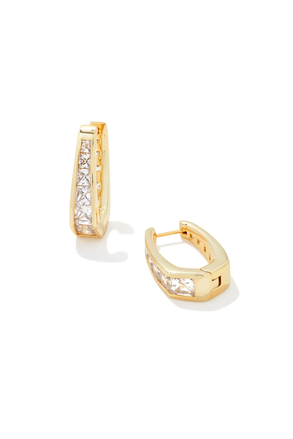Kendra Scott: Parker Gold Hoop Earrings - White Crystal | Makk Fashions