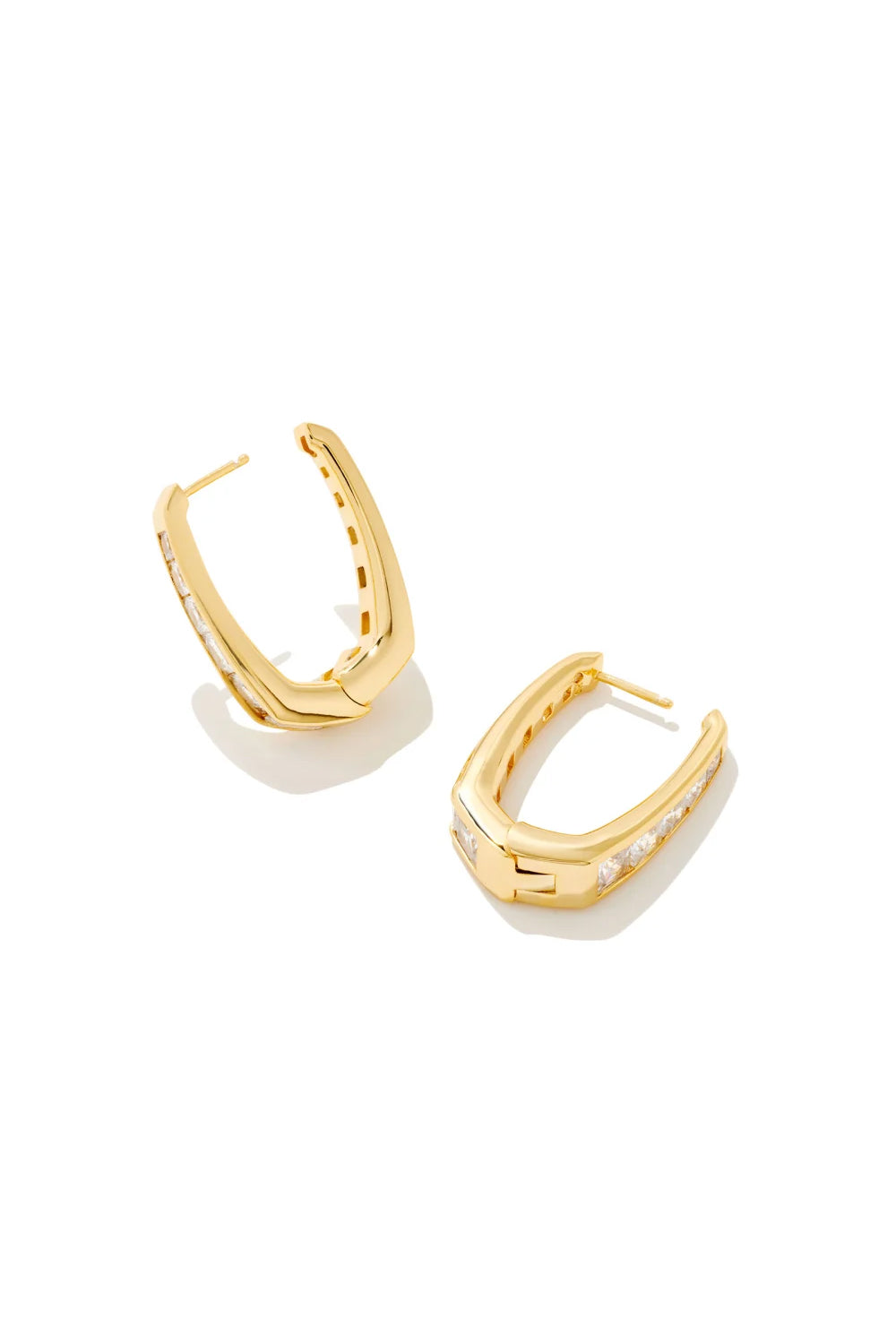 Kendra Scott: Parker Gold Hoop Earrings - White Crystal | Makk Fashions