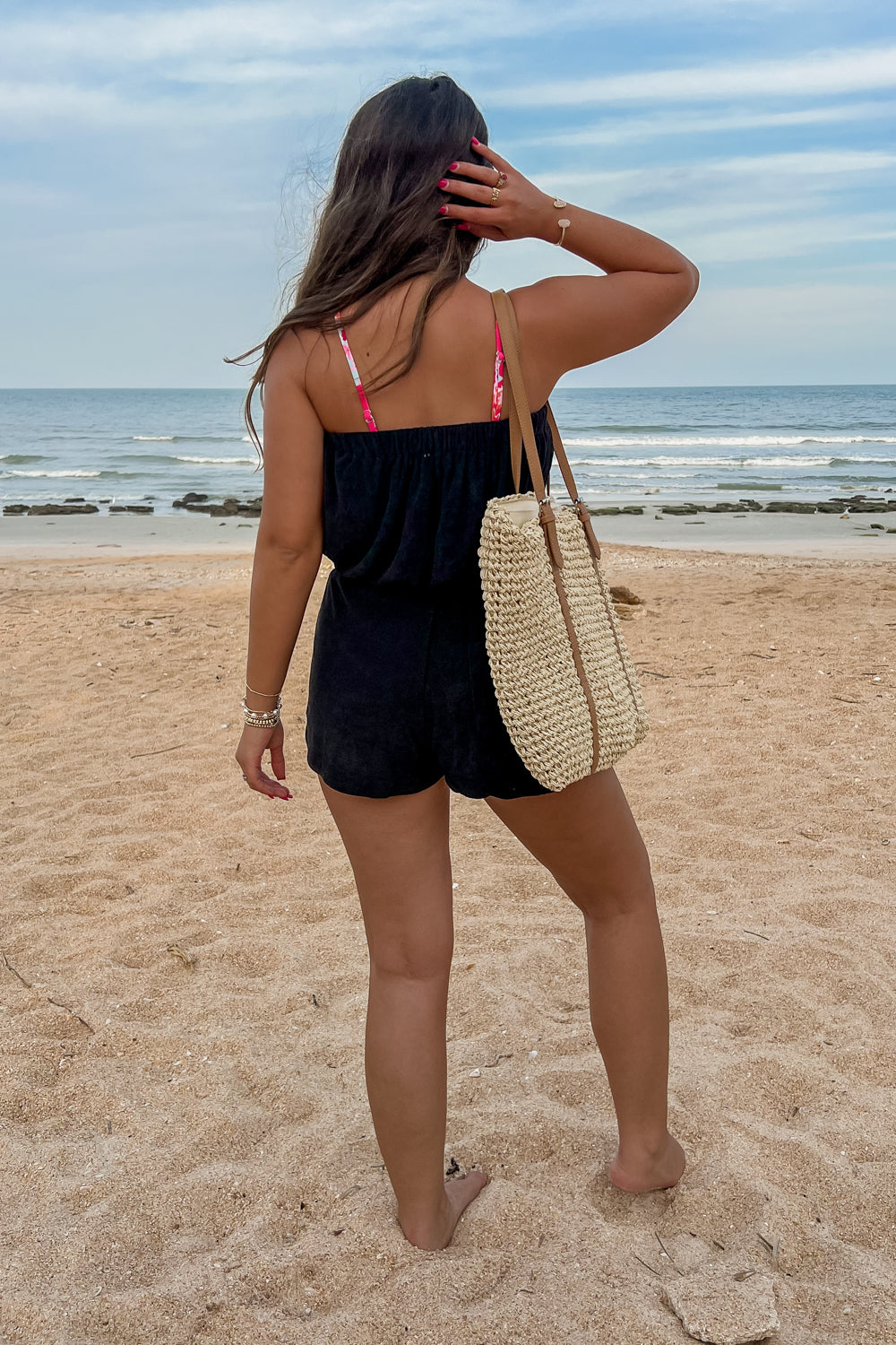 Terry Cloth Romper  Strapless Terry Cloth Romper 