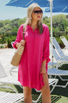 Poolside Views Gauzy Button Down Tunic - Pink | Makk Fashions
