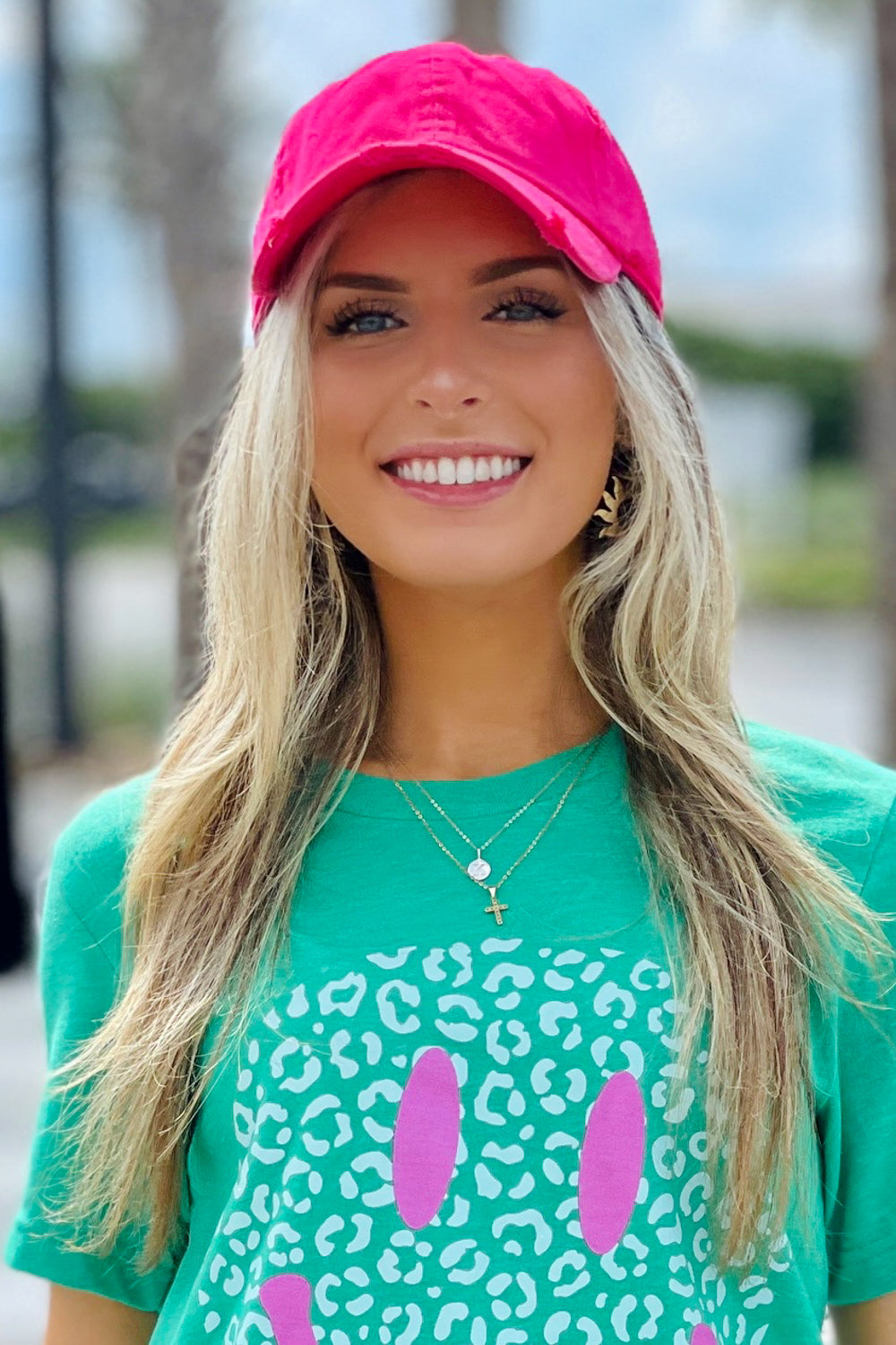 Premium Distressed Cap - Hot Pink | Makk Fashions