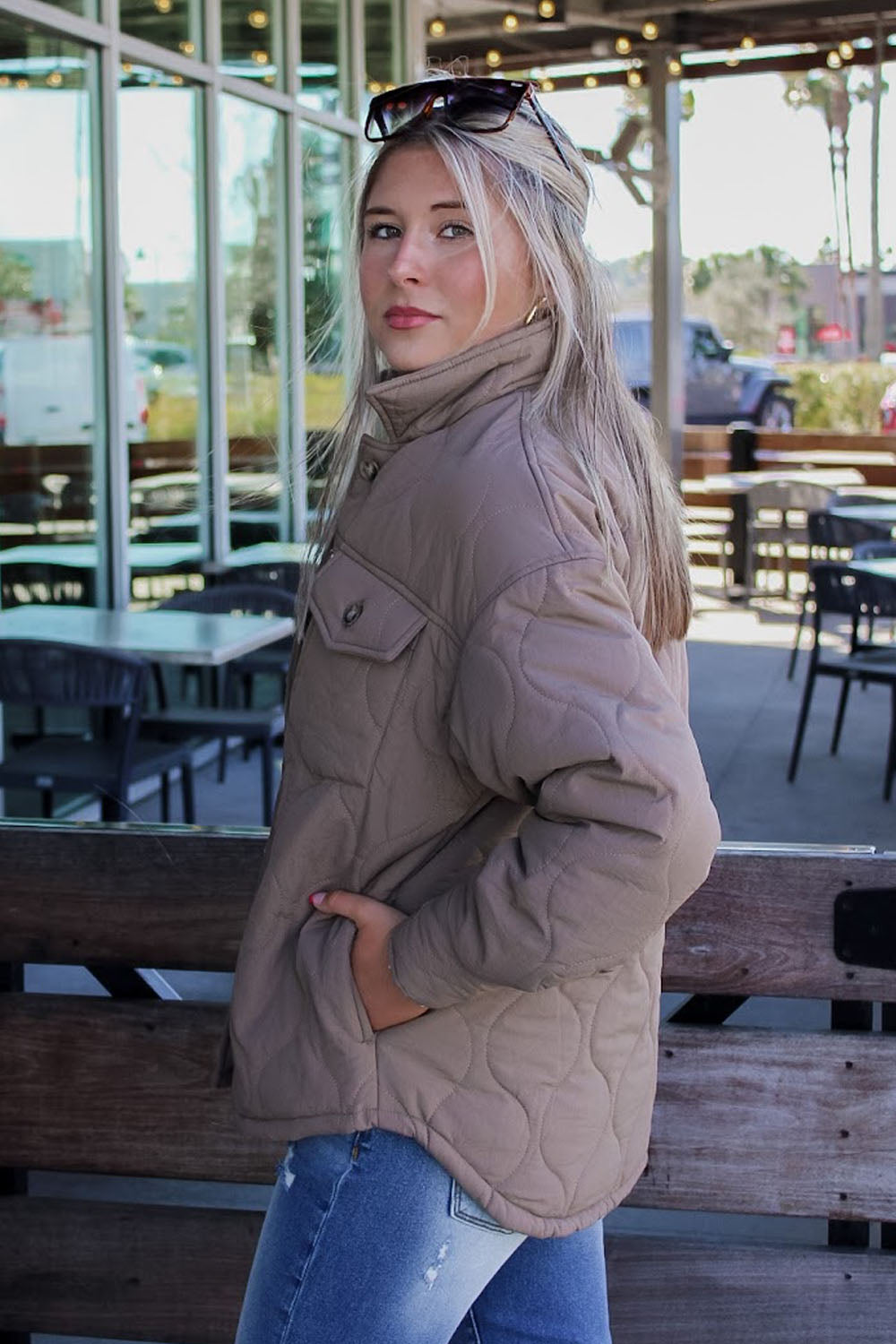 Mocha puffer clearance jacket