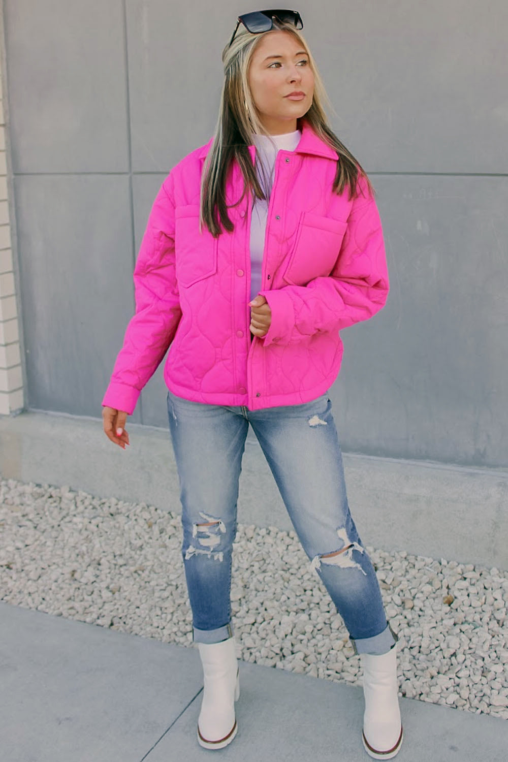 Ready To Play Quilted Puffer Jacket - Fuchsia | Makk Fashions