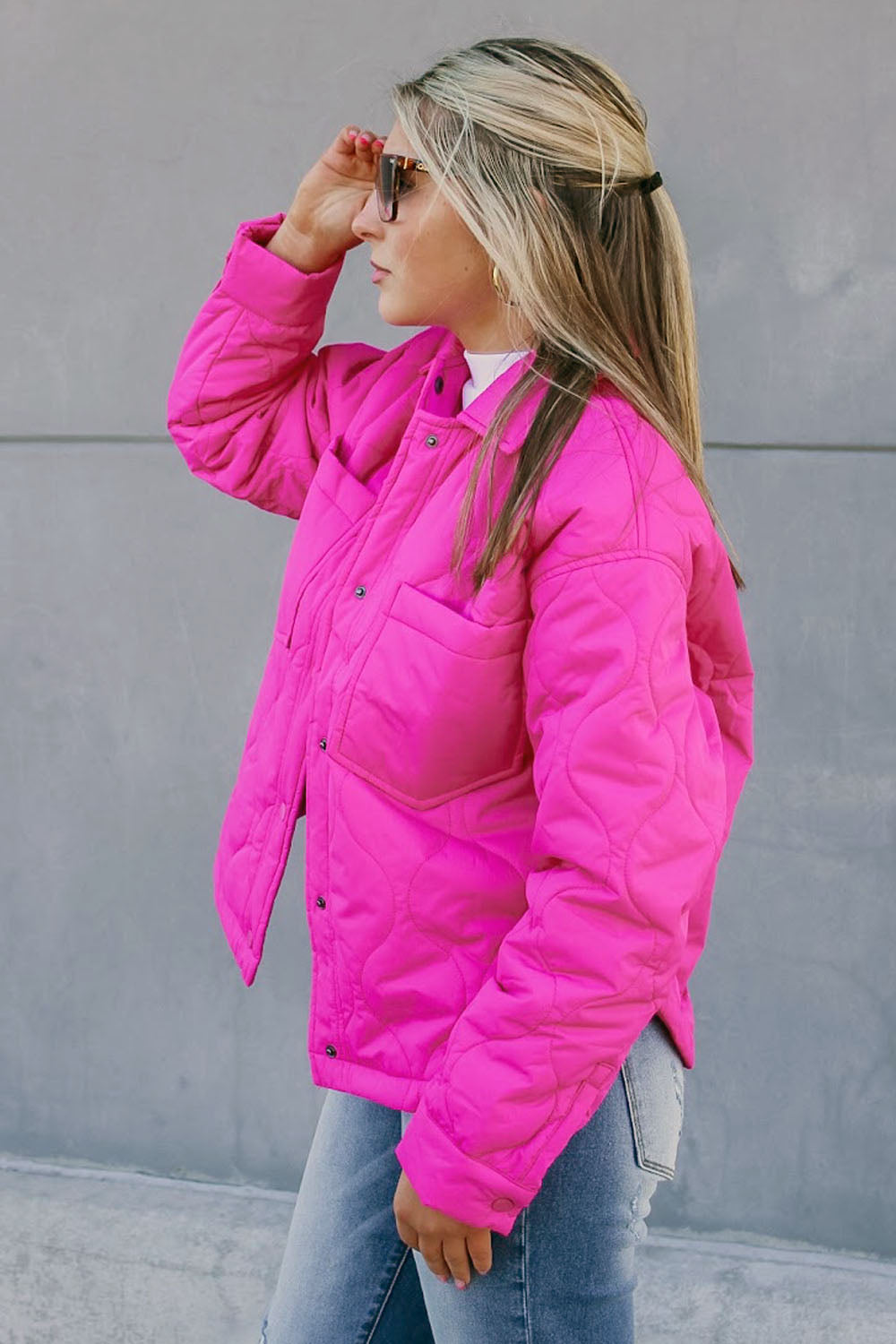 Fuchsia cheap puffer jacket