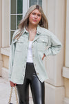 "Rock & Love" Garment Washed Twill Jacket - Olive | Makk Fashions