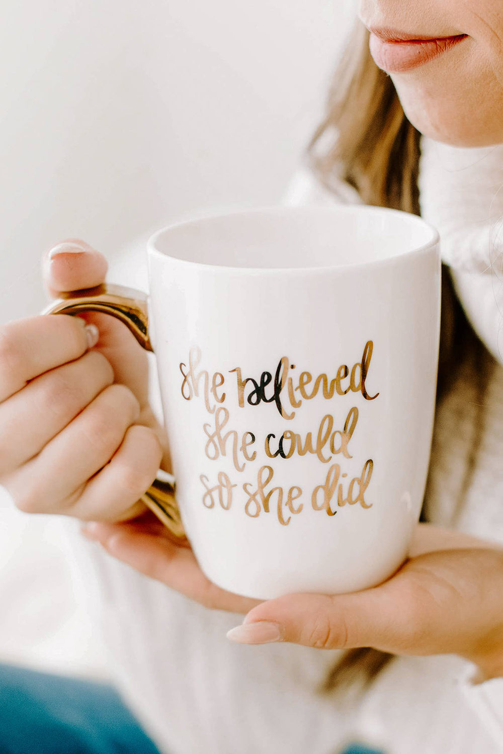 She Believed She Could Gold Coffee Mug | Makk Fashions