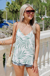 Show Me The Tropics Leaf Print Sleeveless Top - Sage | Makk Fashions