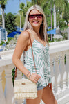 Show Me The Tropics Leaf Print Sleeveless Top - Sage | Makk Fashions