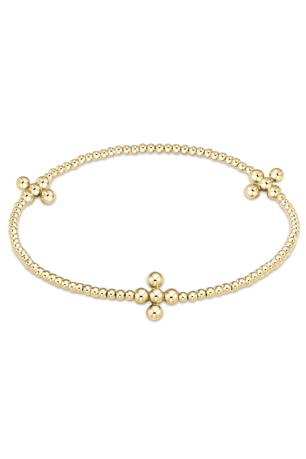 enewton: Signature Cross Gold Pattern 2mm/3mm Bead Bracelet | Makk Fashions