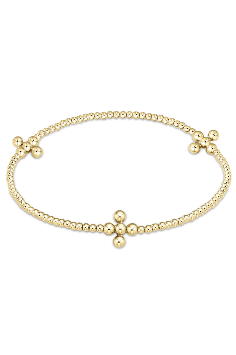 enewton: Signature Cross Gold Pattern 2mm/3mm Bead Bracelet | Makk Fashions