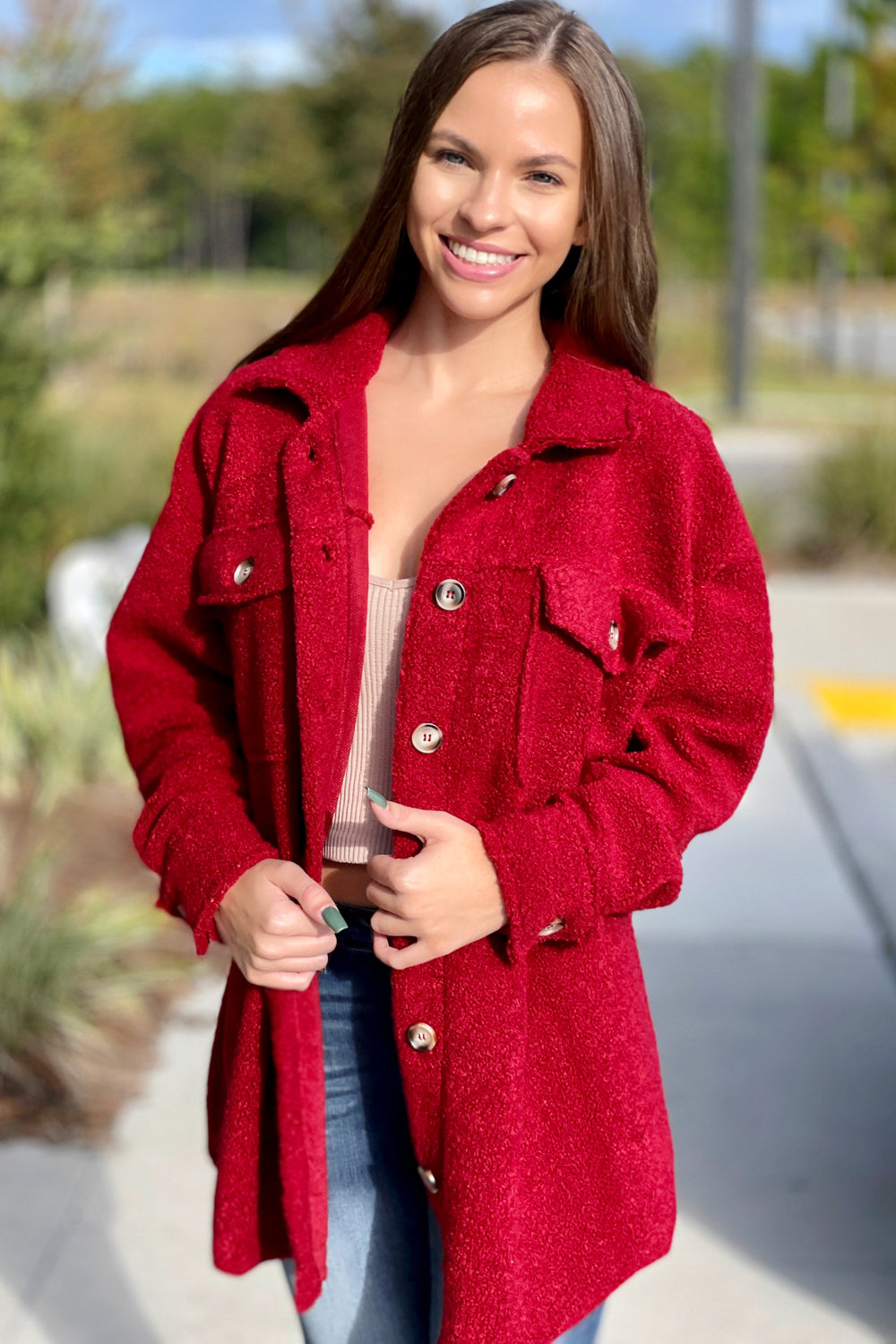 Burgundy teddy bear clearance coat