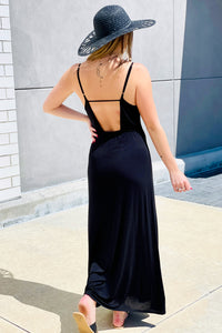 So Into You Modal Strappy Open Back Maxi Dress - Black | Makk Fashions