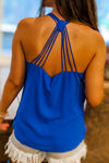Soarin' Skies Surplice Tank Top - Capri Blue