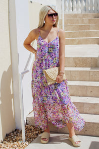 Spring Days Floral Ruffle Tiered Maxi Dress - Lavender | Makk Fashions