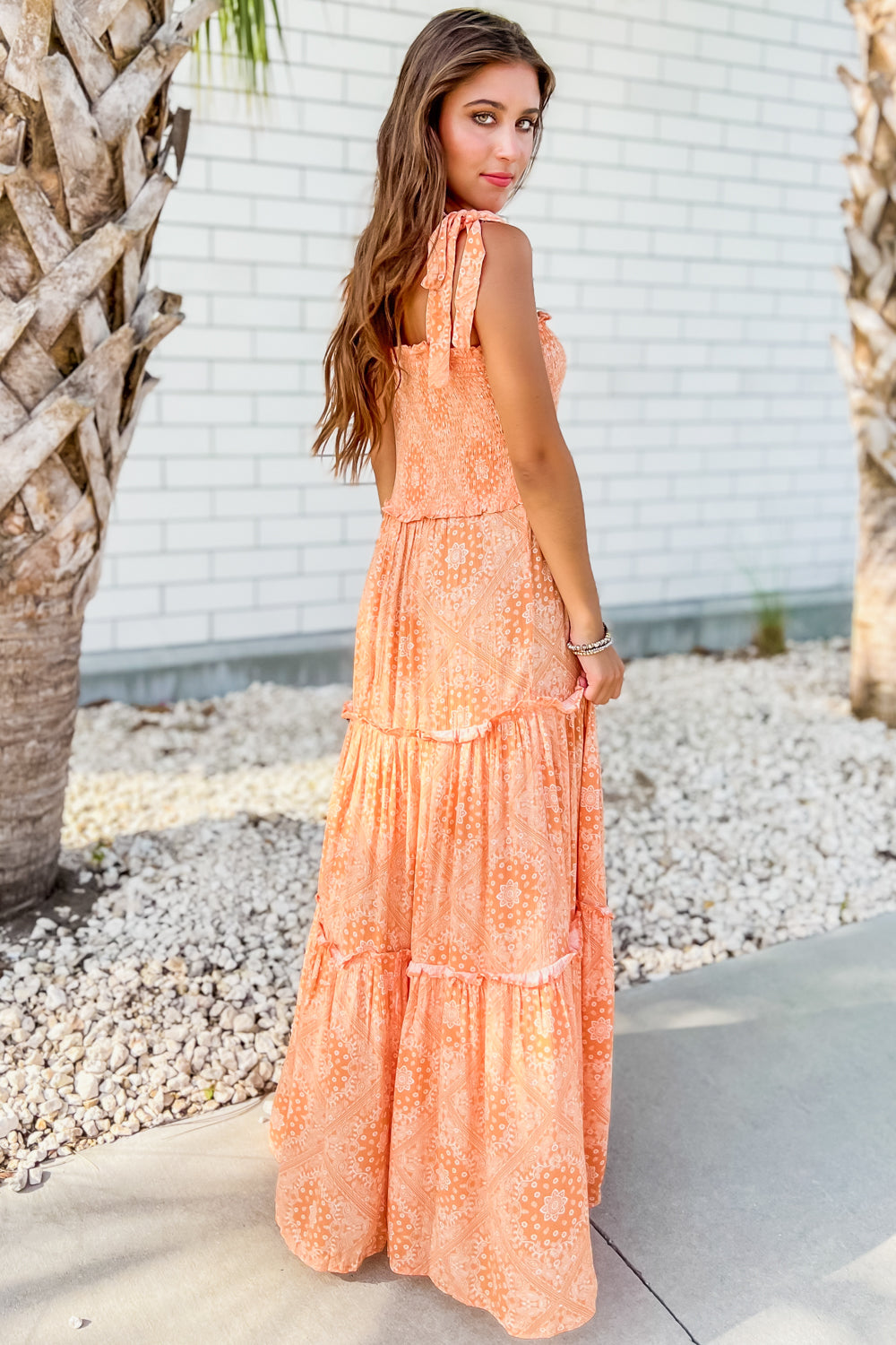 Orange summer outlet maxi dresses