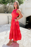 Sunny Getaway Sleeveless Maxi Dress - Cherry Tomato | Makk Fashions