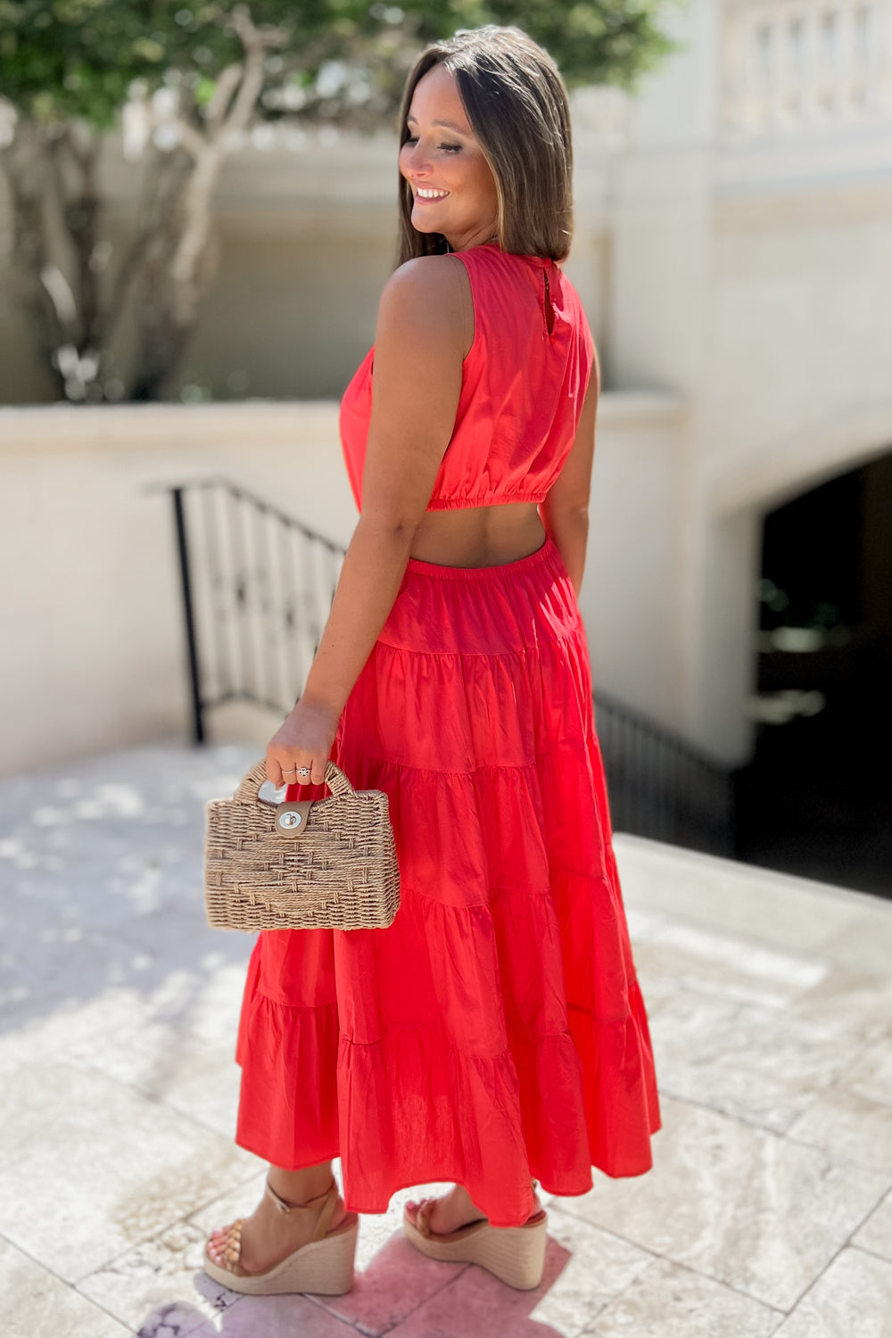 Sunny Getaway Sleeveless Maxi Dress - Cherry Tomato | Makk Fashions