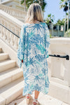 Sweet Summertime Long Kimono - White/Blue | Makk Fashions