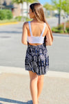 Take a Risk Geo Print Ruffle Skirt - Navy | Makk Fashions