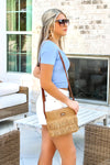 The Angie Straw Crossbody Bag - Tan | Makk Fashions