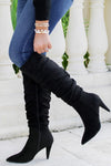 The Kaylee Tall Suede Boots - Black | Makk Fashions
