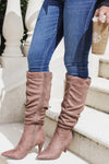 The Kaylee Tall Suede Boots - Taupe | Makk Fashions