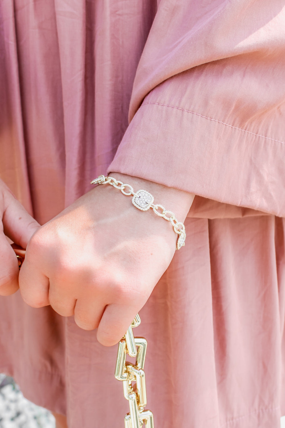 The Maria Pave Link Bracelet - Gold | Makk Fashions