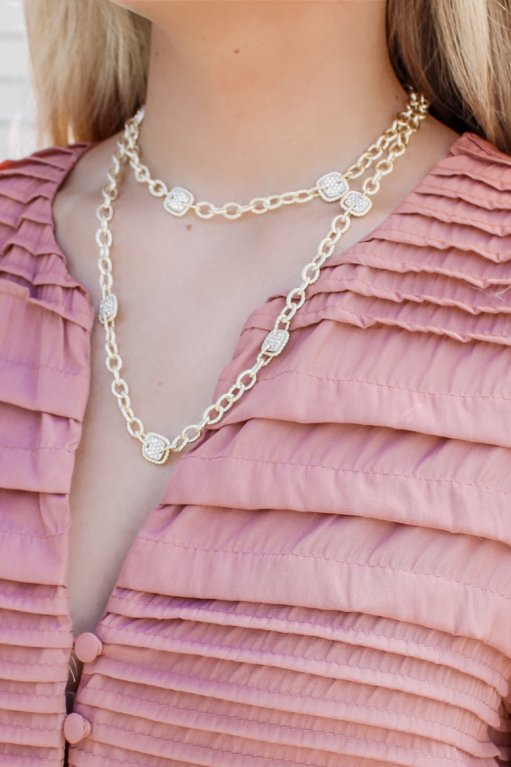 The Maria Pave Link Necklace - Two-Tone | Makk Fashions