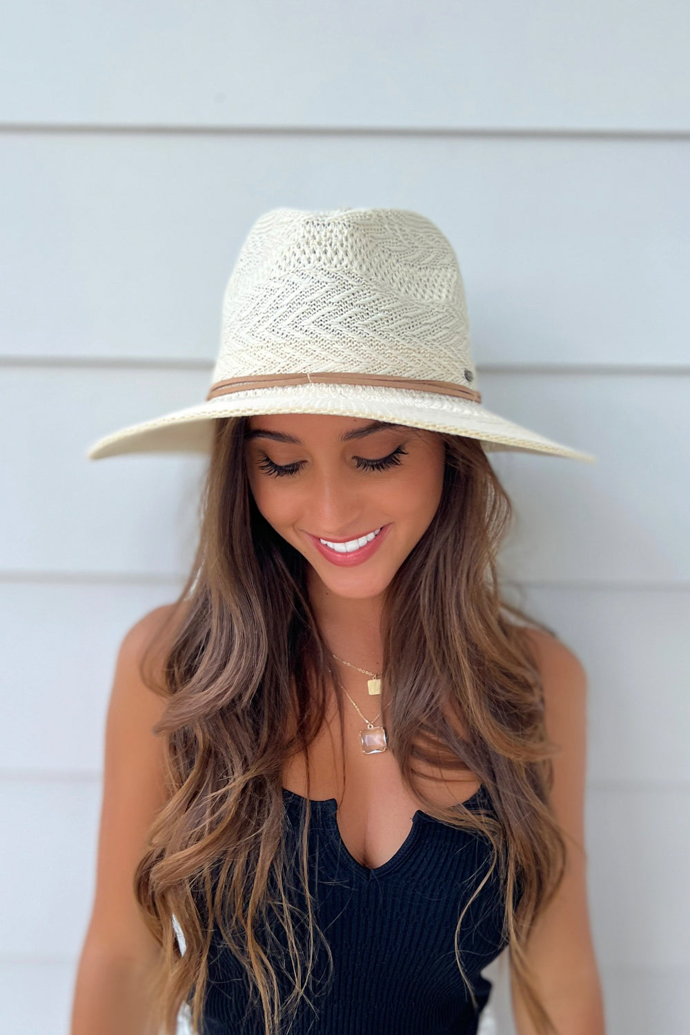 The Sheena Pattern Panama Hat - Beige | Makk Fashions