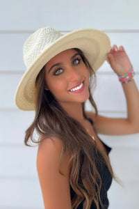 The Sheena Pattern Panama Hat - Beige | Makk Fashions