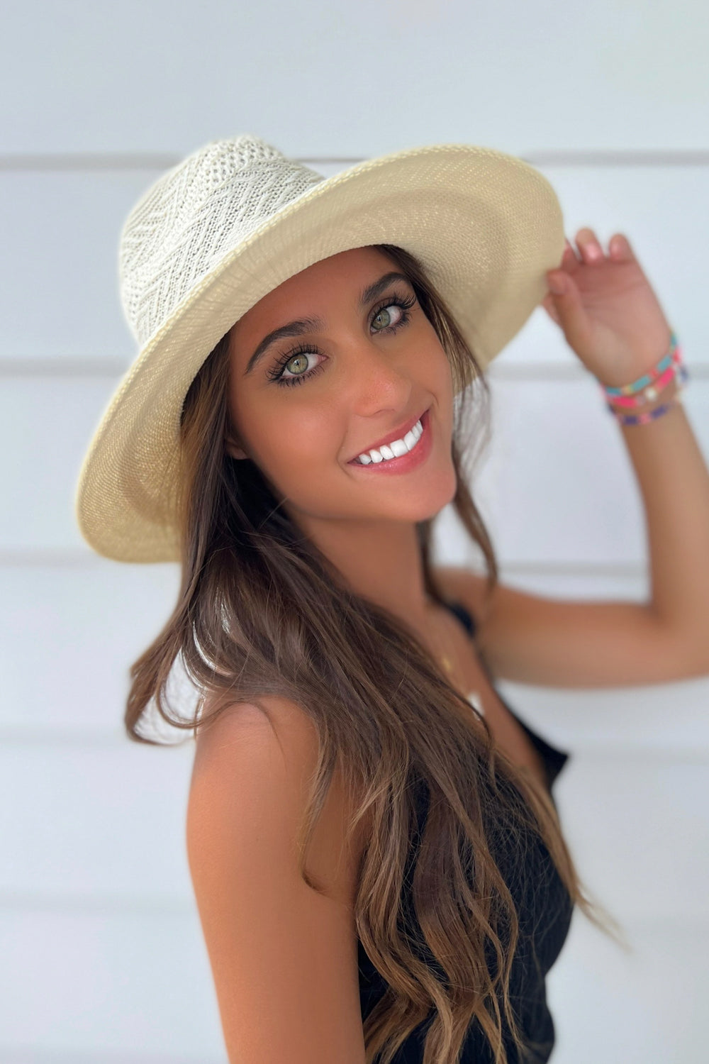 The Sheena Pattern Panama Hat - Beige | Makk Fashions
