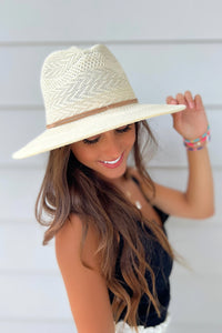 The Sheena Pattern Panama Hat - Beige | Makk Fashions