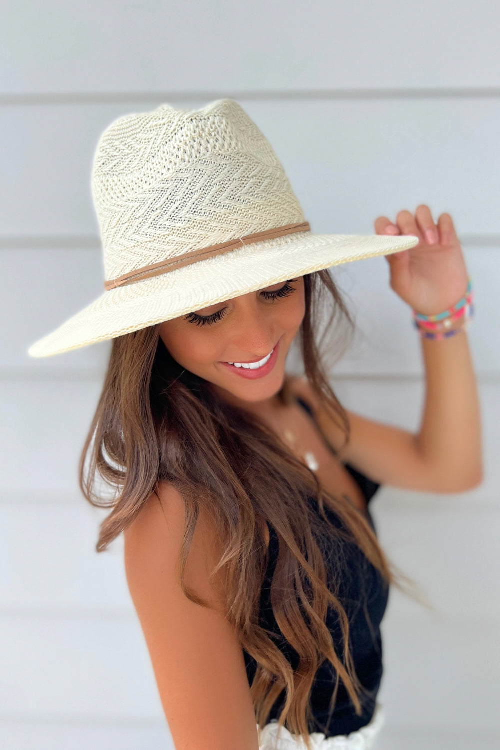 The Sheena Pattern Panama Hat - Beige | Makk Fashions
