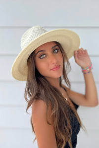 The Sheena Pattern Panama Hat - Beige | Makk Fashions