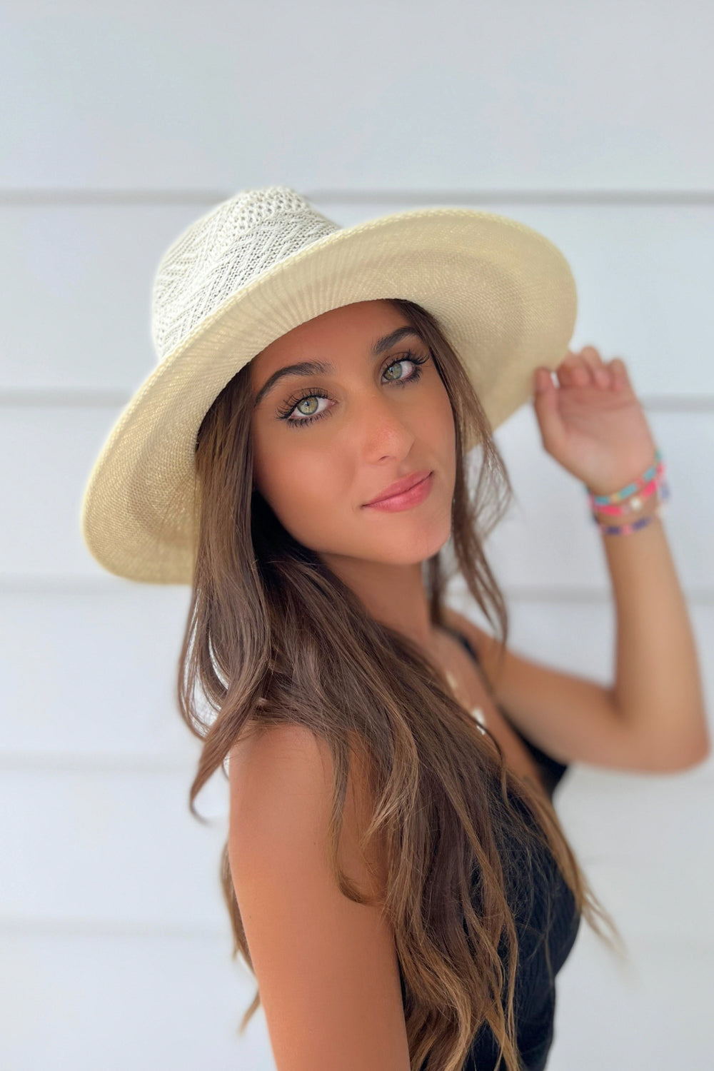 The Sheena Pattern Panama Hat - Beige | Makk Fashions