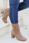 The Suzanna Slouchy Suede Booties - Taupe | Makk Fashions